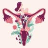 Free vector illustrated female reproductive system with beautiful flowers